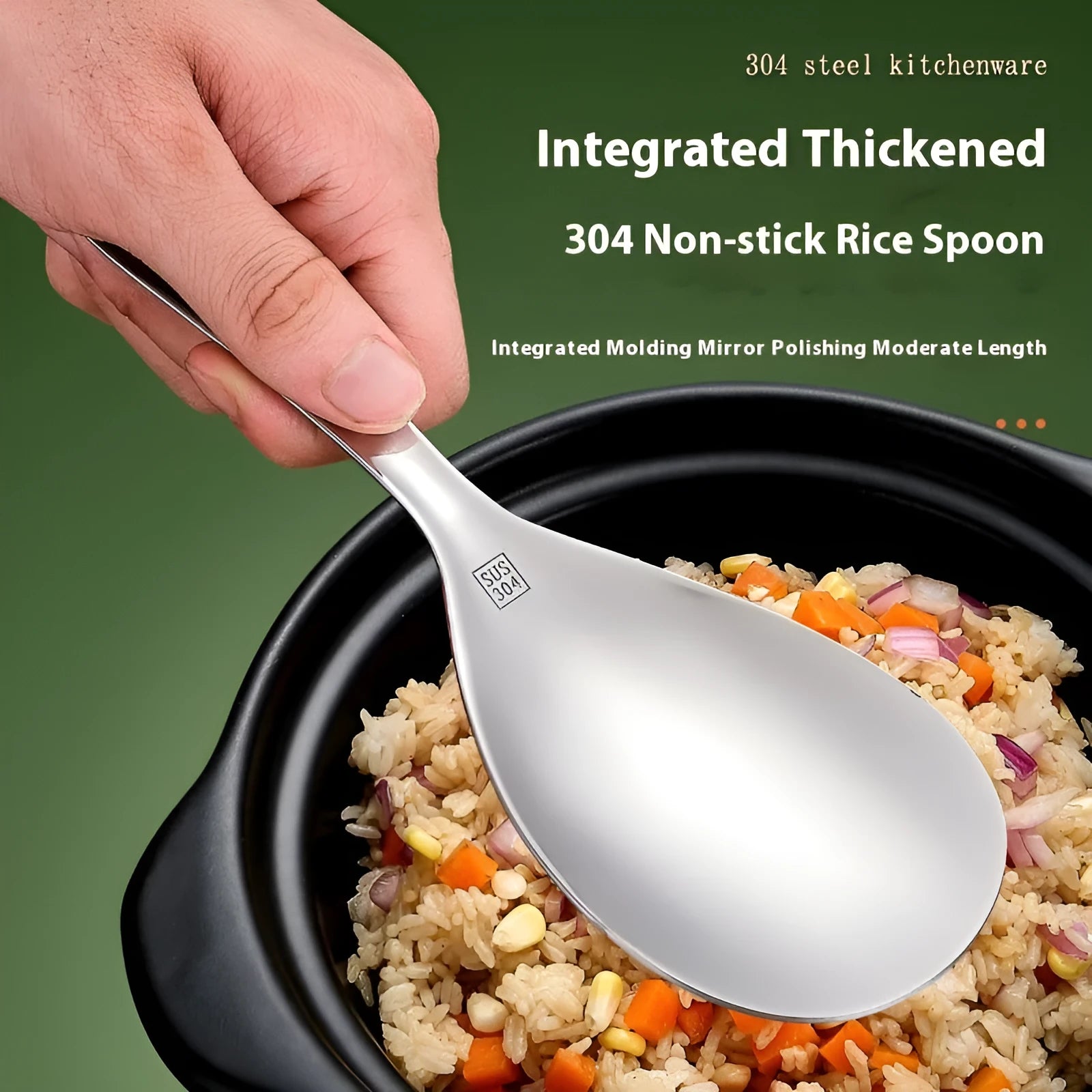 Thick 304 stainless steel meal spoon with solid colour simple style and sisal burnishing finish