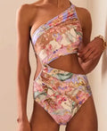Women's rose gold pattern swimsuit made of polyester, summer style, available in sizes S to XXXL