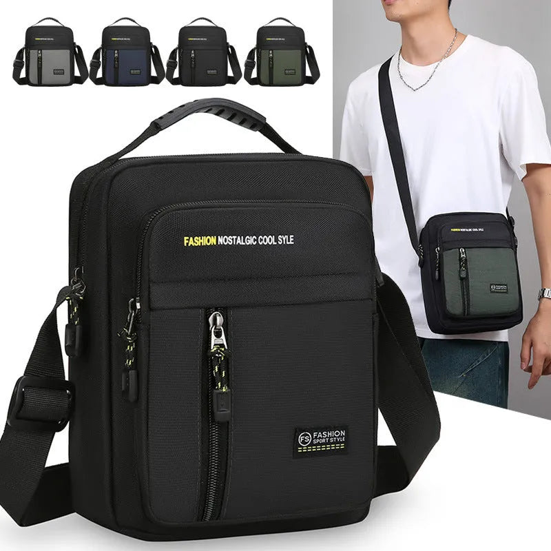 Men's nylon crossbody messenger bag in casual outdoor style with crossbody strap