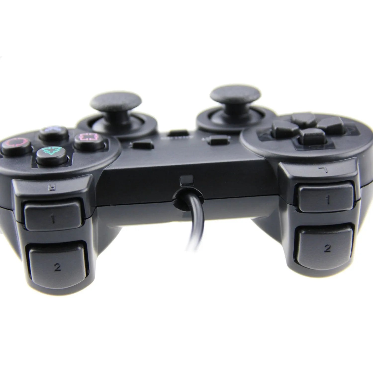PS2 wired game controller with USB cable, ABS body, vibration function, neutral bare metal colour
