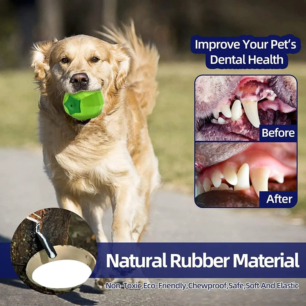 Green natural rubber squeaky dog chew toy for large breed dogs.