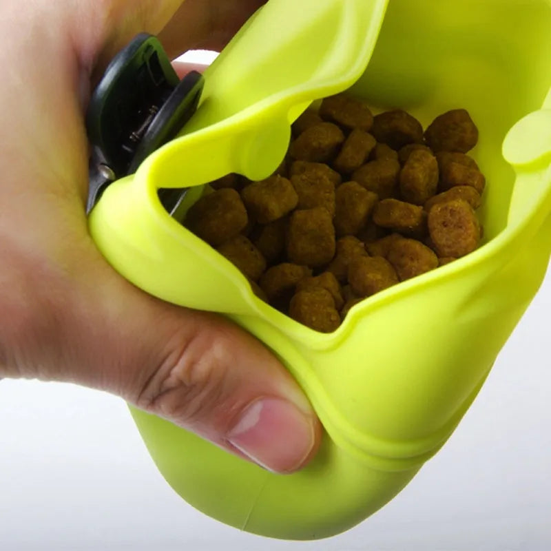 Silicone dog training treat waist bag with magnetic closure and belt clip in multiple colours