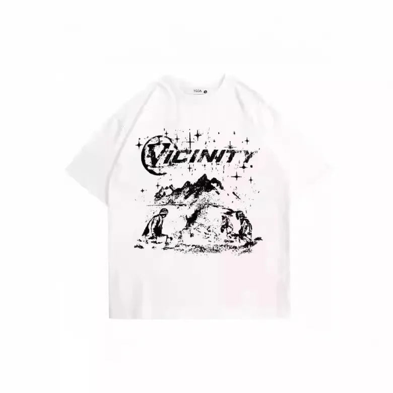 Men's retro hip hop print T-shirt in polyester fibre, colour TKL472, front view