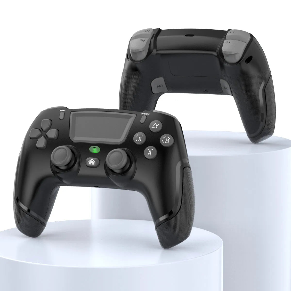 PS4 wireless Bluetooth gamepad in fruit green colour on a desk, with vibration and force feedback functions