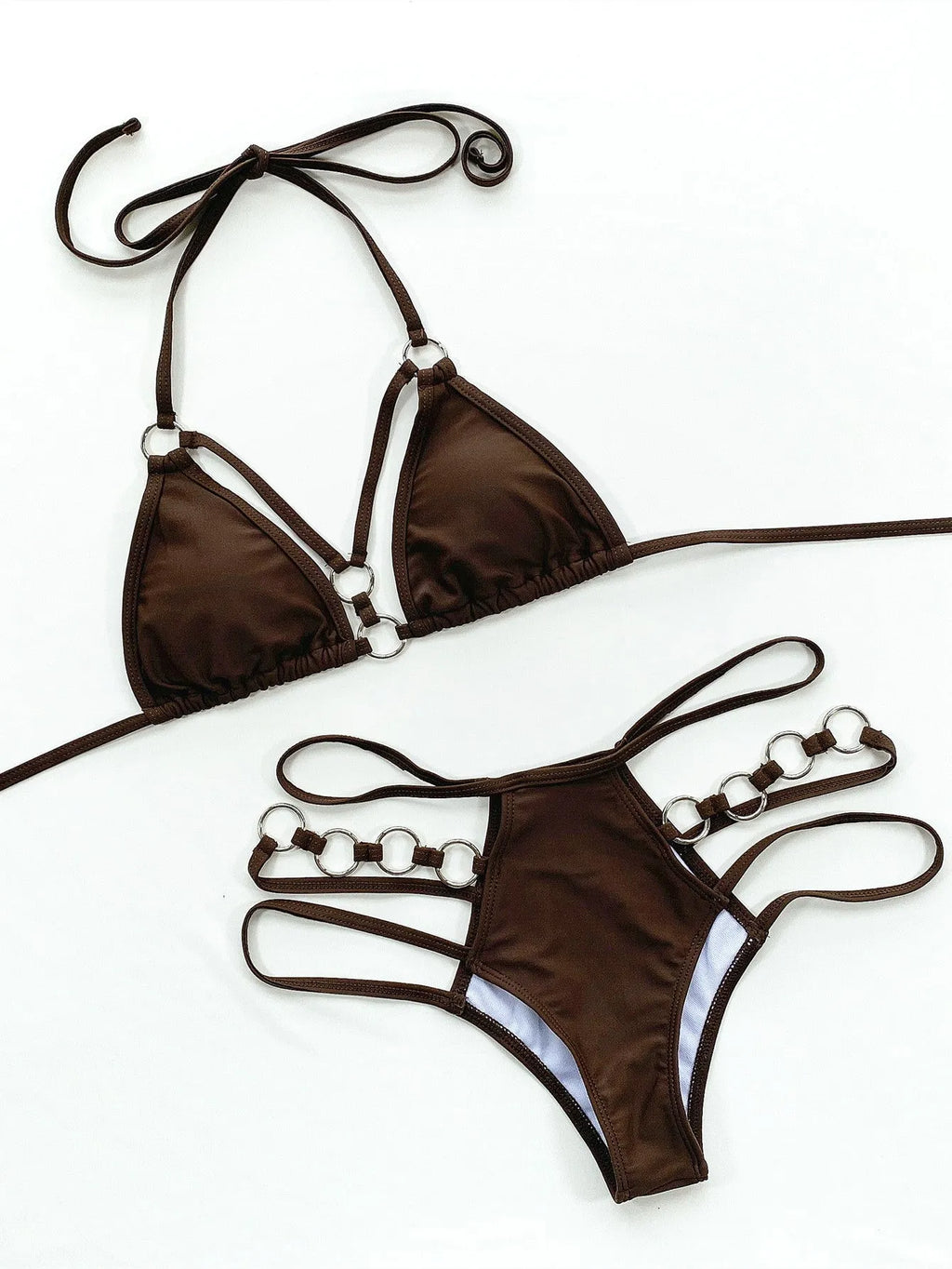 Women's separated nylon bikini swimwear set with matching shorts in five colour options