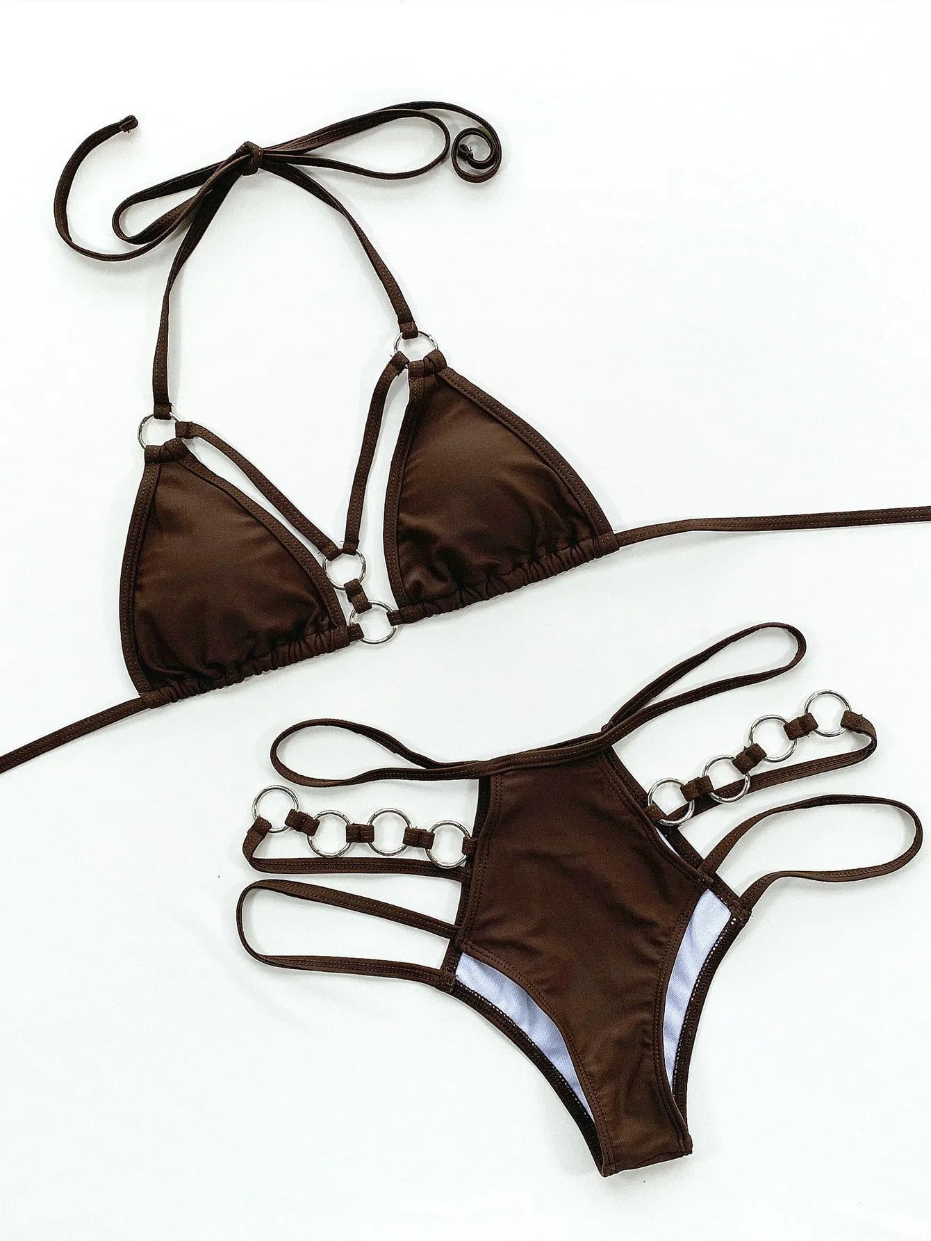 Women's separated nylon bikini swimwear set with matching shorts in five colour options