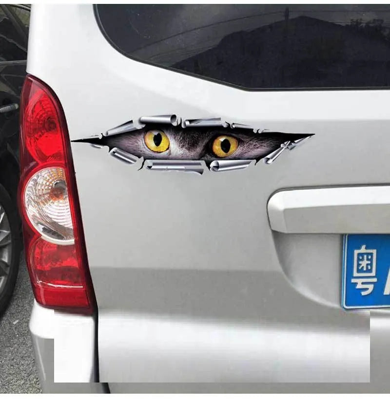 3D car bumper sticker with Eagle Eye or Tiger Eye design measuring 10x35 cm