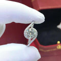 Silver adjustable open mouth copper women's ring with synthetic moissanite and inlaid zircon