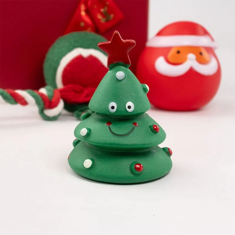 Christmas pet dog bite-resistant vinyl toy set with barbell sweet circle and bite rope