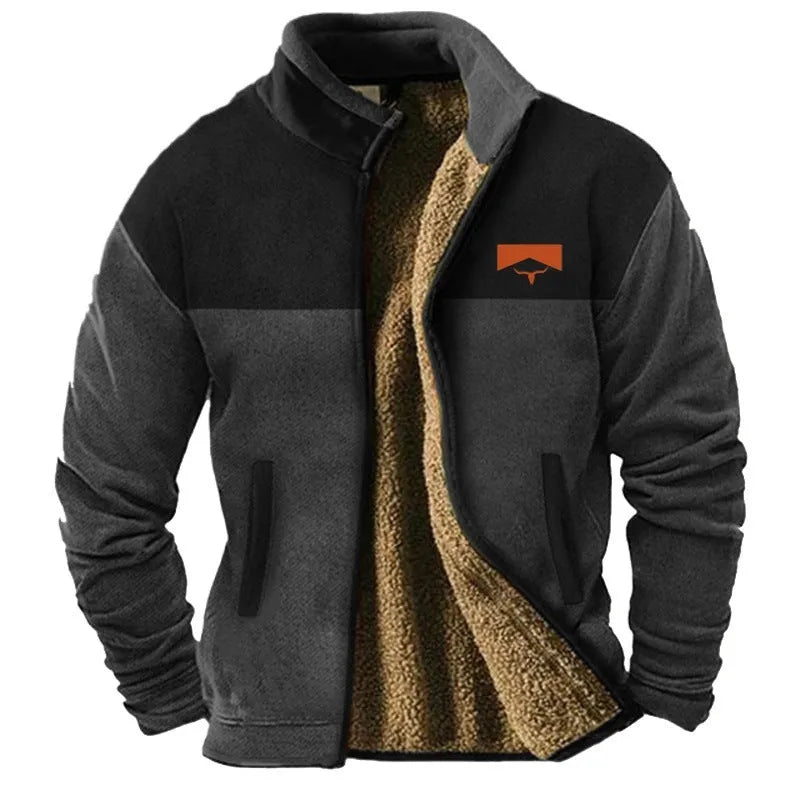 Men's green polyester padded coat with regular fit and fleece lining