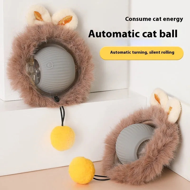 Self-Hi funny cat rolling ball toy in plush cat ball colours Red, Green, and Gray