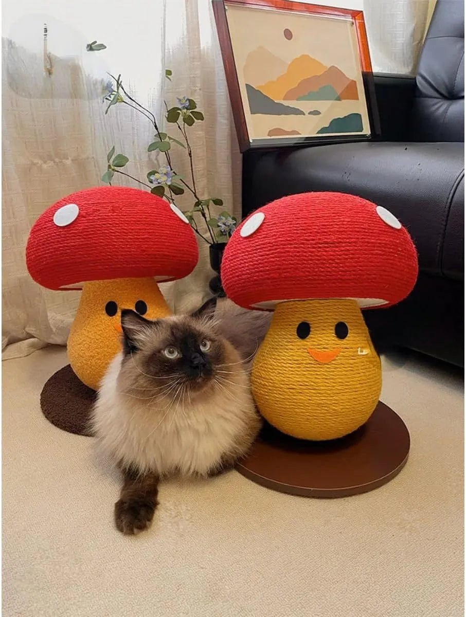 Corrugated cardboard cat scratcher board with accordion fold and mushroom shape design