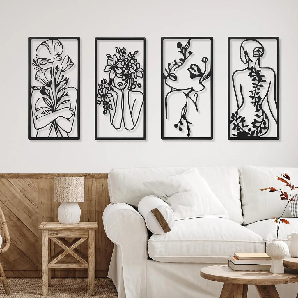 Set of 4 iron human body partial wall decorative paintings in modern simplicity style measuring 17x10 inches each