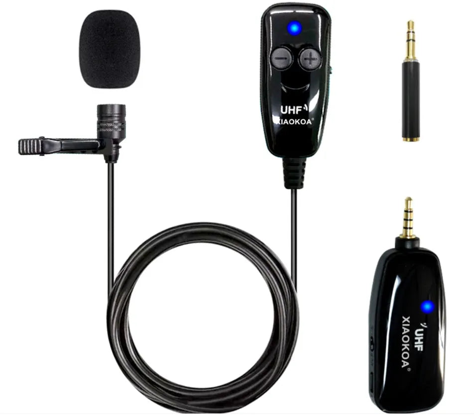 Black mobile phone lavalier microphone with 3.5mm plug and omnidirectional high-sensitivity core