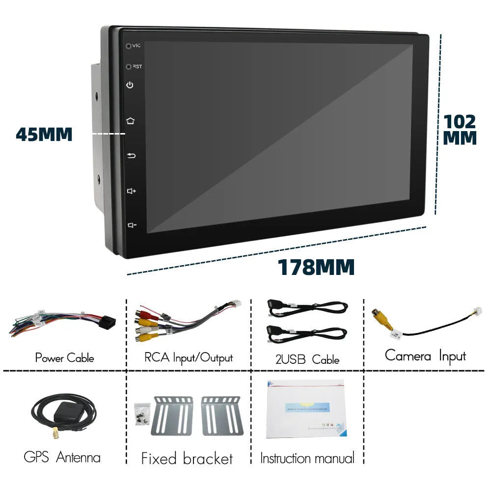Black universal CarPlay GPS navigation MP5 player with 7-inch touchscreen for manual transmission vehicles