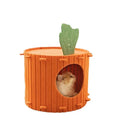 Grey felt cat tunnel leading into a semi-enclosed nest, shown in M and L sizes.