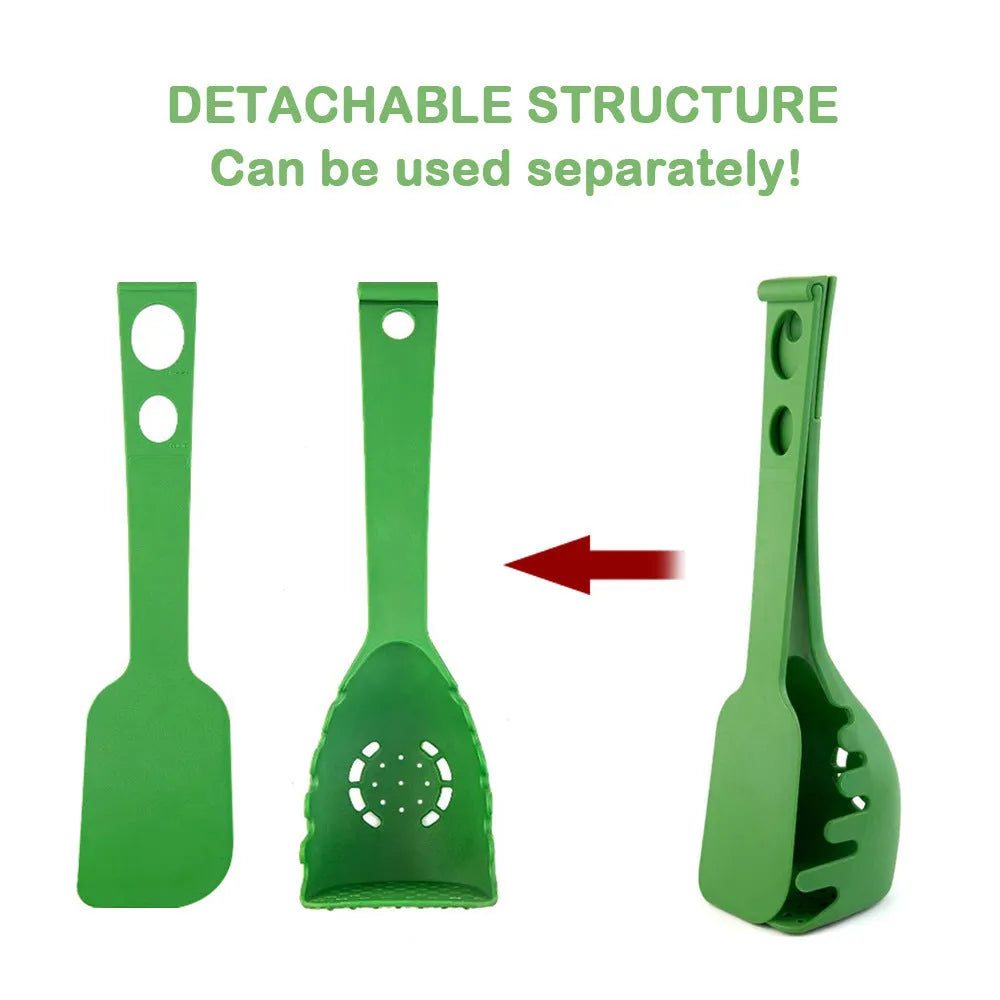 Plastic multifunction kitchen spoon set with spatula and spaghetti spoon in two sizes