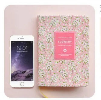 Bo Shide floral notepad with green fabric imitation leather cover and wireless binding
