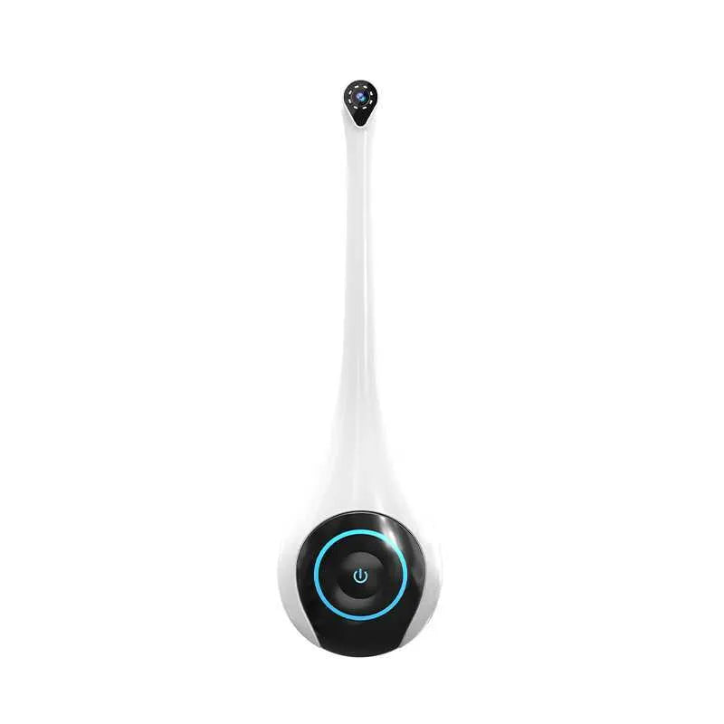 White visual dental mirror endoscope with 1080P HD camera and Bluetooth connectivity on a magnetic charging base