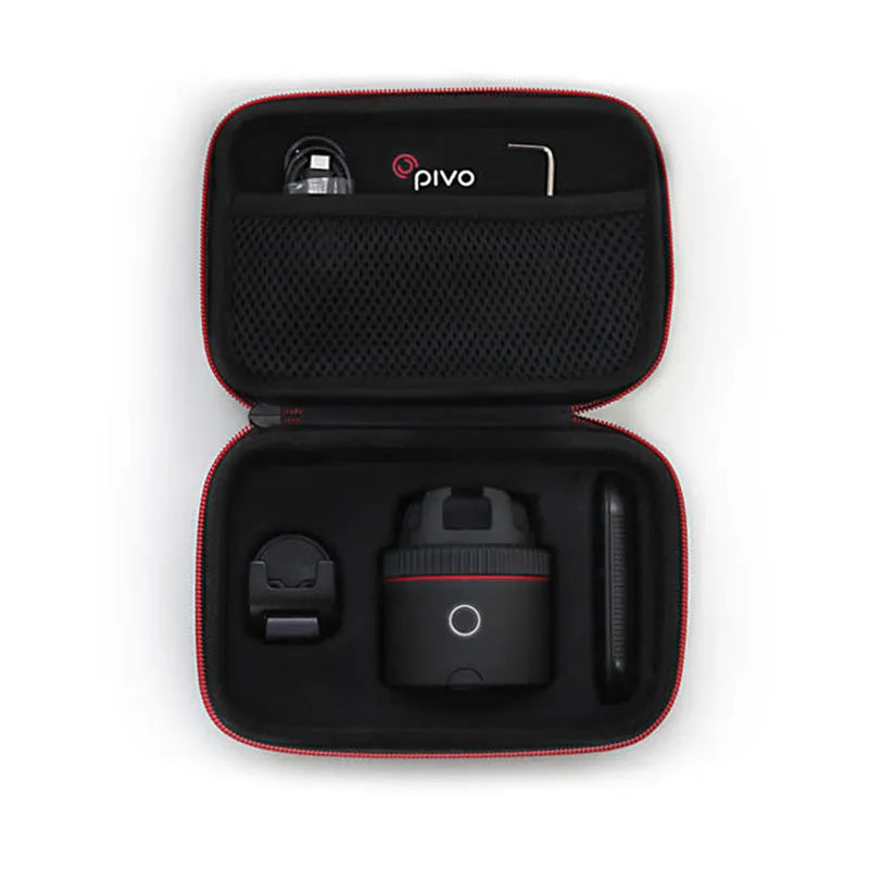 PIVO facial and face tracking camera stand in matte black with smartphone on rotating base