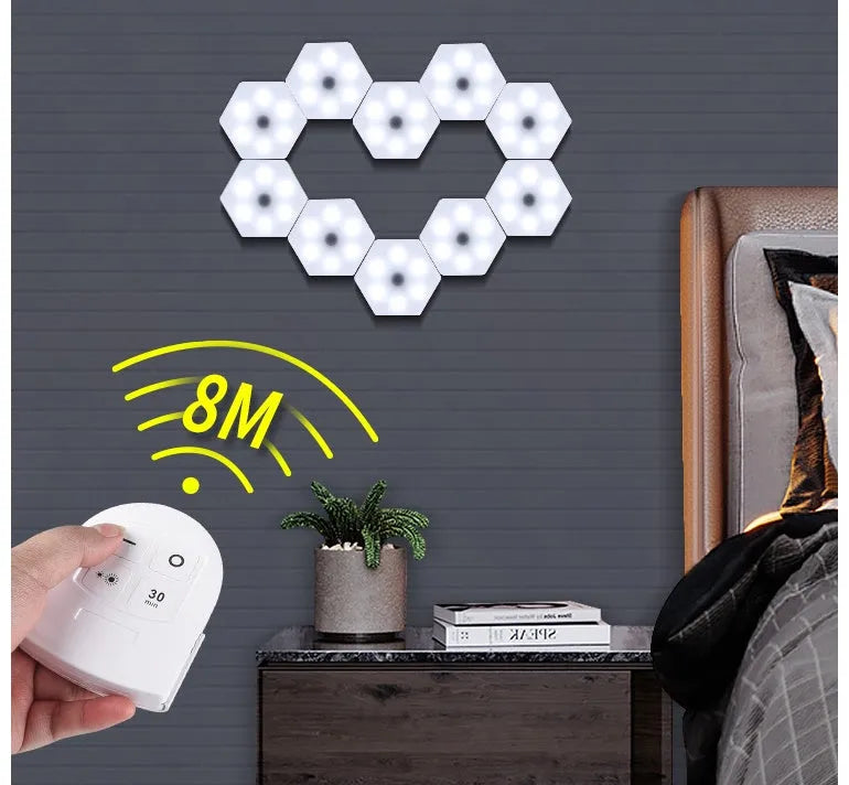 White wireless remote control pat light with ABS body and 6 LED patches, size 84x74x27mm