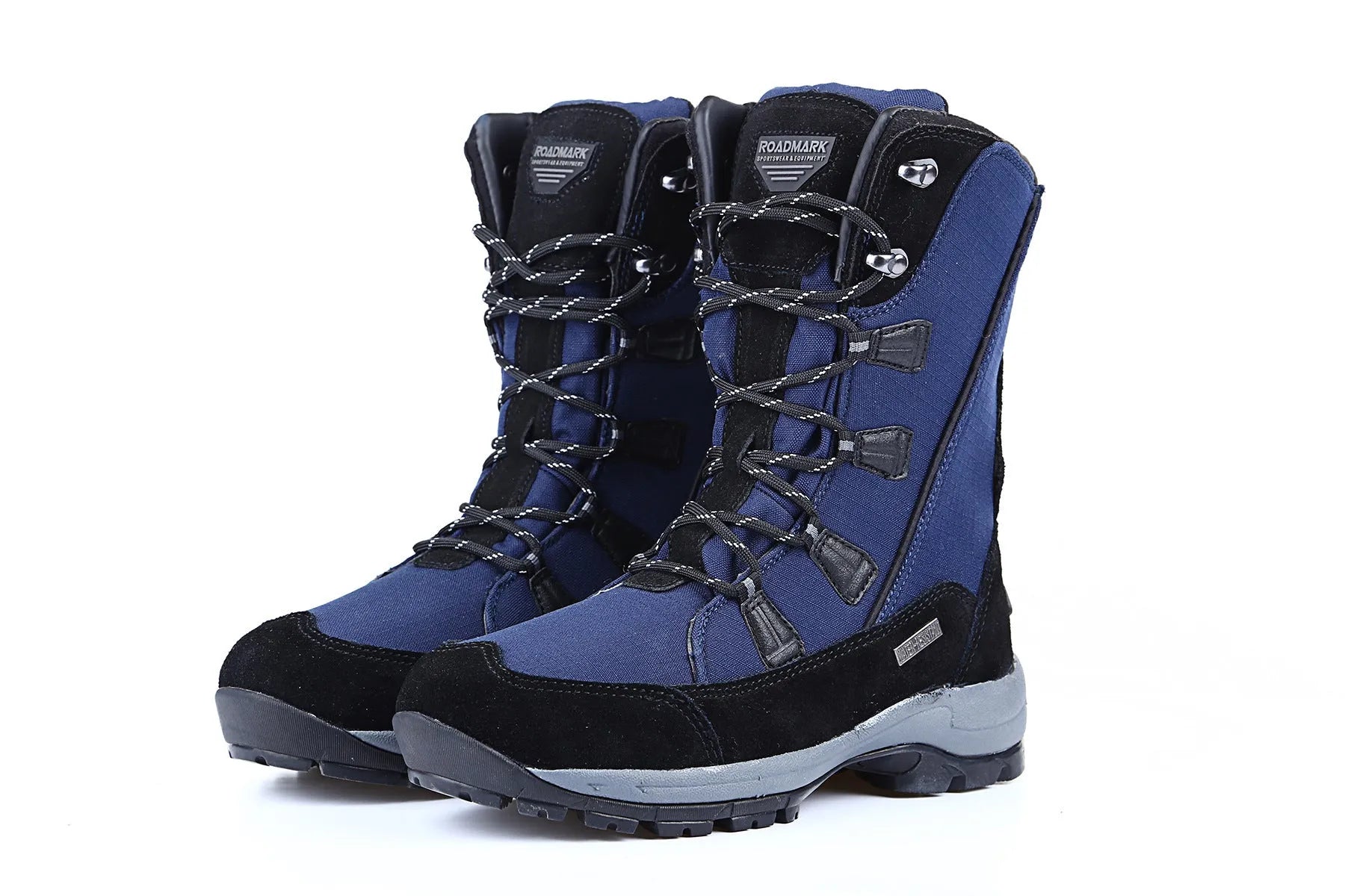 Women's genuine leather snow boots in mid-calf length with round toe and rubber sole