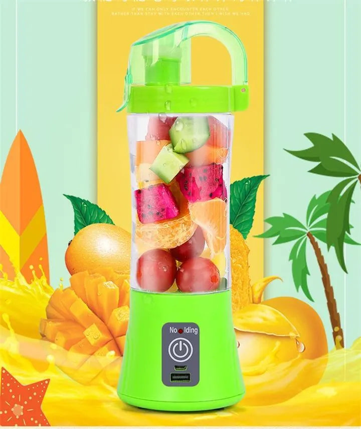 Portable electric fruit juicer handheld smoothie maker USB rechargeable 400ml blue pink green