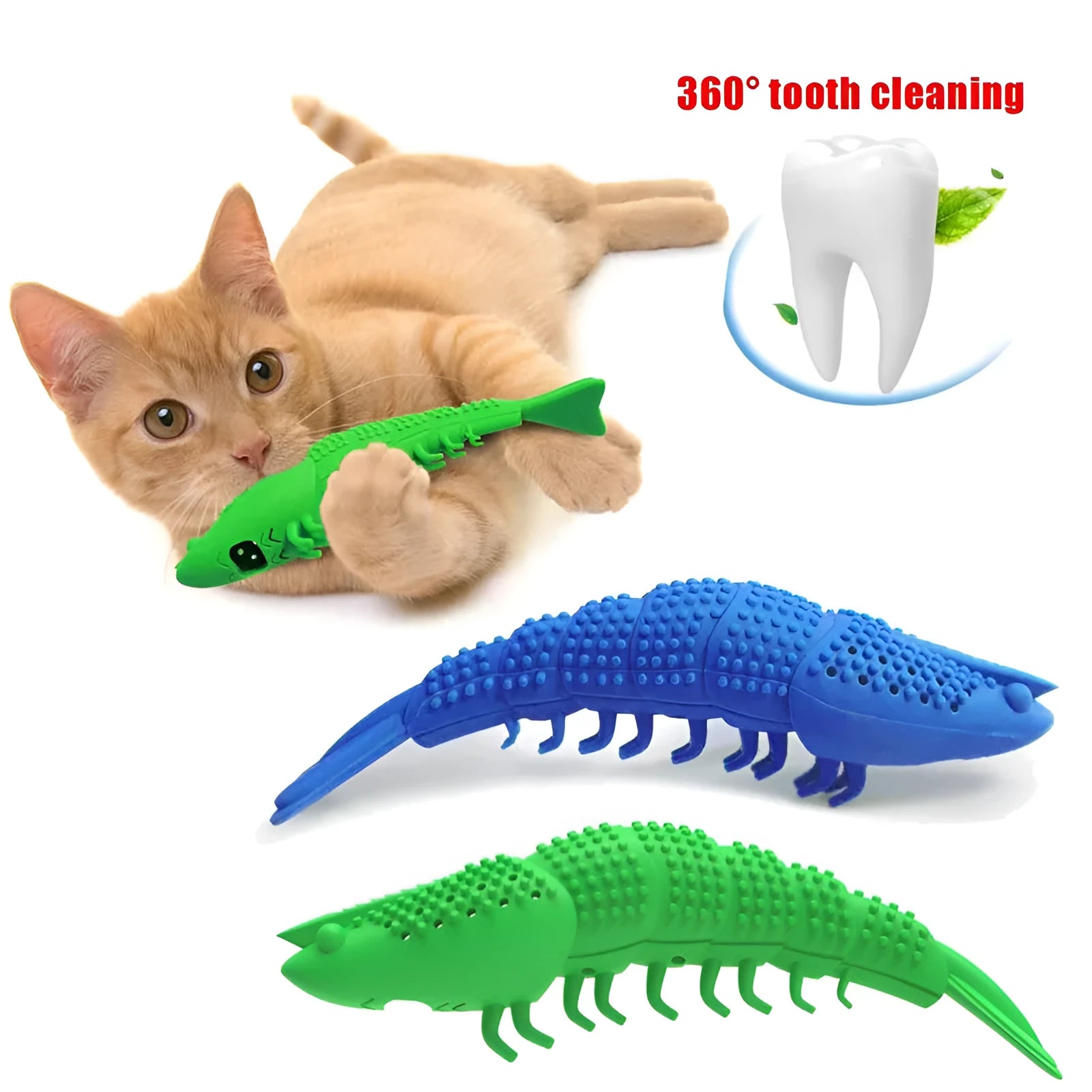 Blue hard rubber cat chew toy with a textured surface for teeth cleaning and interactive play.
