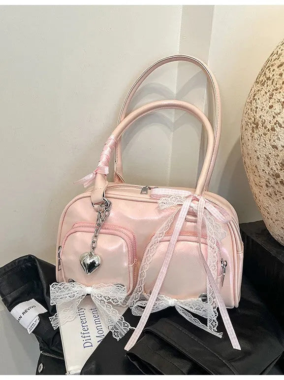 Horizontal square PU leather shoulder bag with double straps and interior phone compartment in beige colour