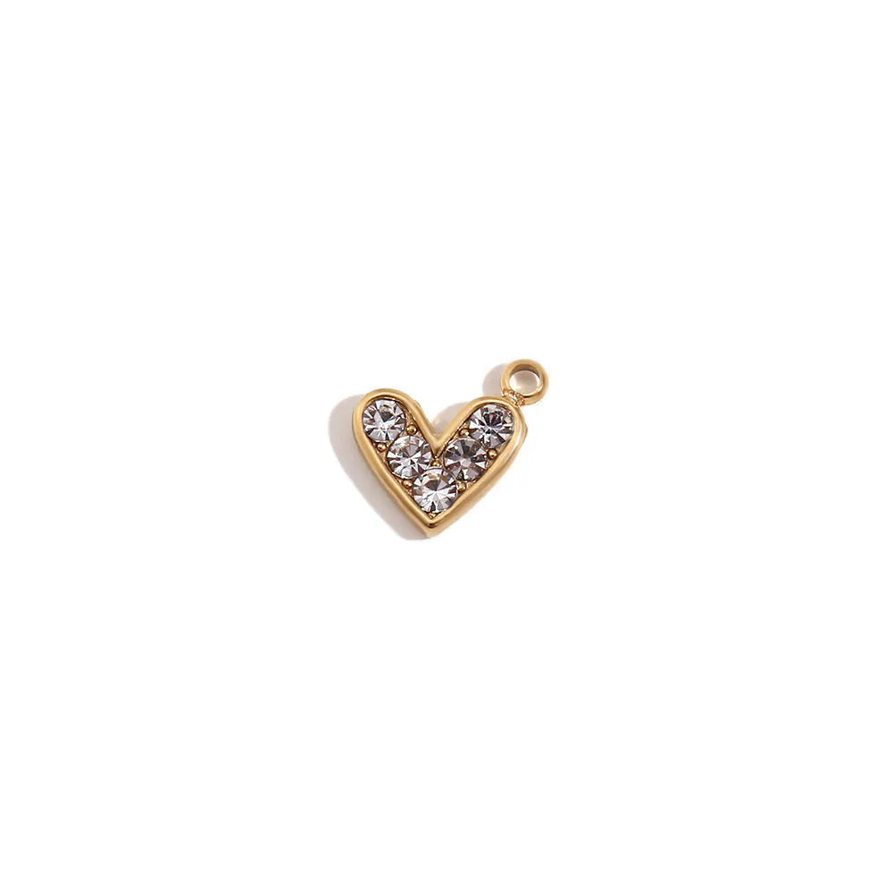 18K gold mini pendant with micro inlay colourful crystals on stainless steel base, geometric shape