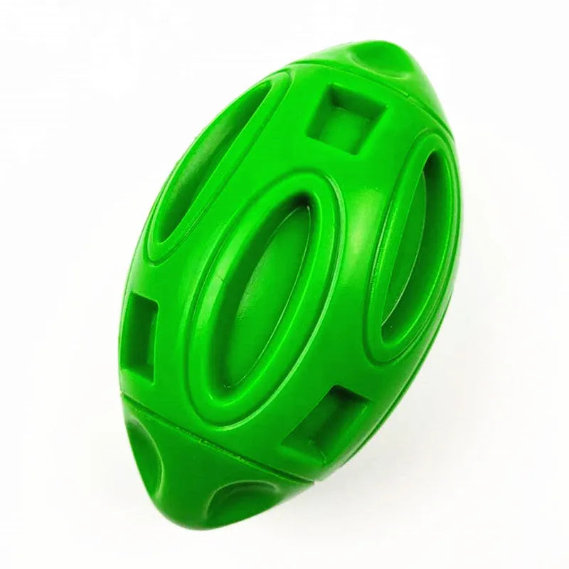 Blue green orange squeaky rubber chew ball dog toy for aggressive medium large breed chewers
