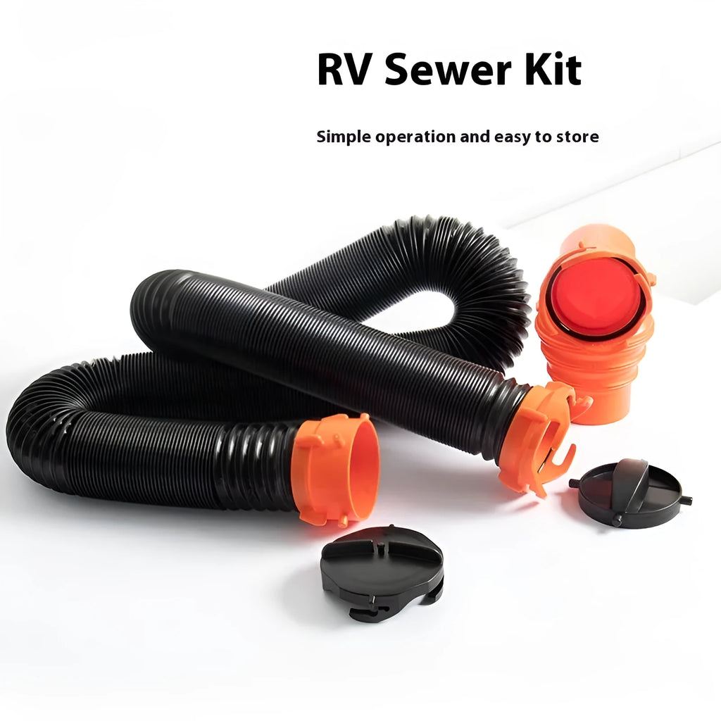 PP 90 degree sewage hose rotary elbow joint on black background showing hose and connector option