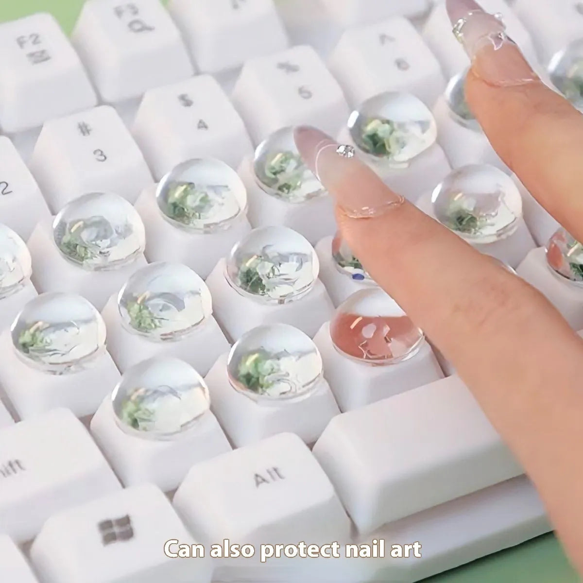 Clear crystal glass ball dome PVC keyboard stickers in two sizes for universal fit