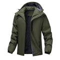 Men's plus size loose fit hooded waterproof coat in army green colour