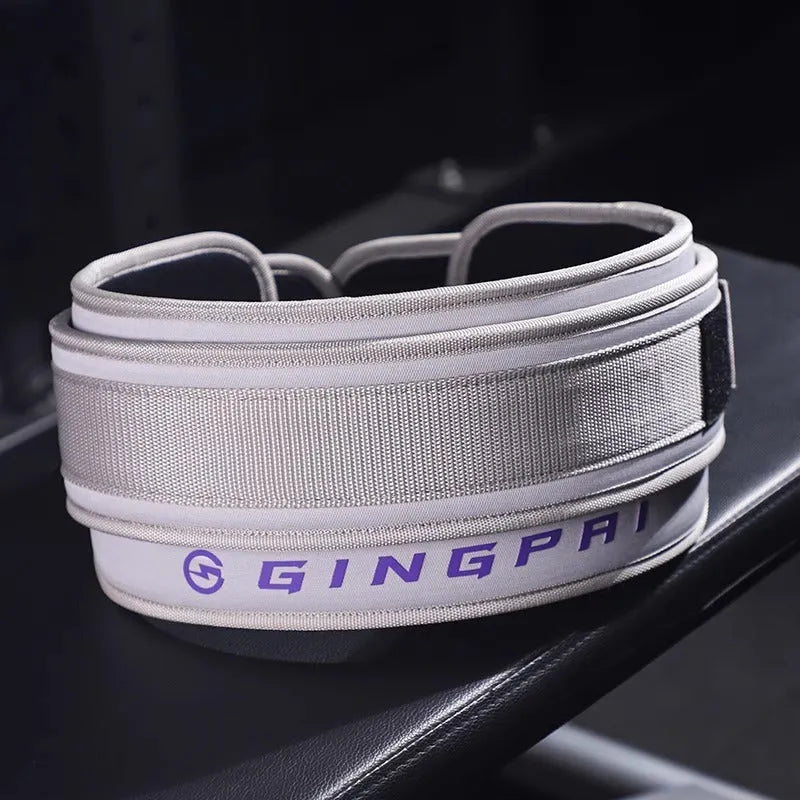 Abdominal exercising band with lumbar support belt for weightlifting and fitness training in adjustable sizes