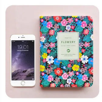 Bo Shide floral notepad with green fabric imitation leather cover and wireless binding
