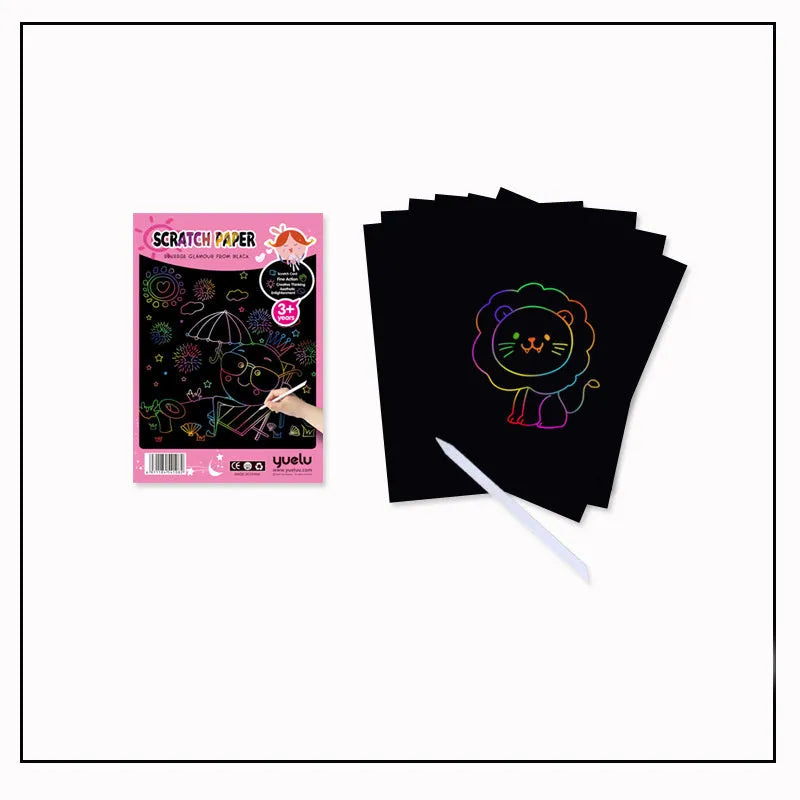 Children's handmade solid colour scraping paper in A4 size with colourful finish, suitable for pigment ink drawing