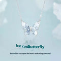 Bingyu butterfly clavicle necklace in S925 silver with ice rain pendant on O-ring chain