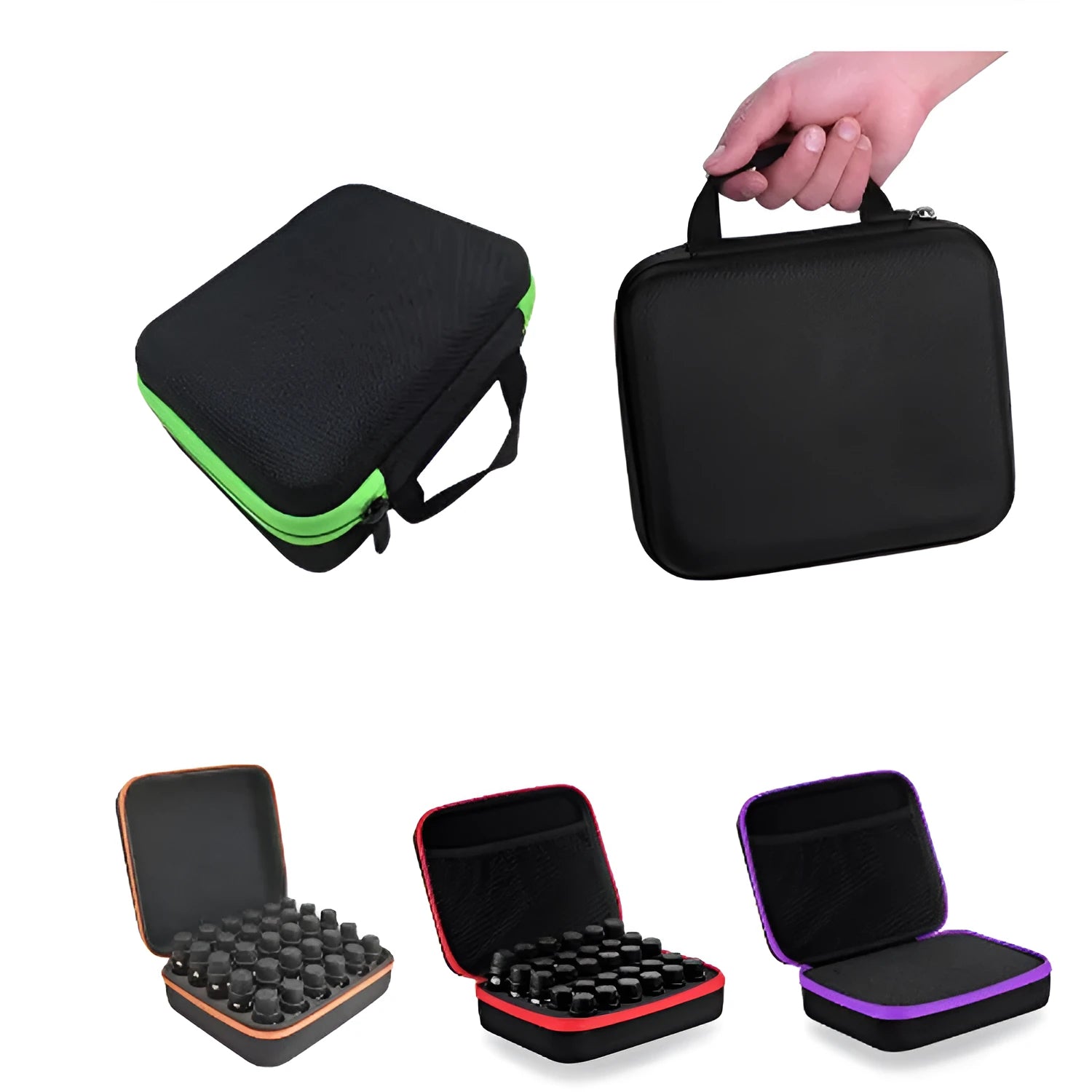 EVA essential oil storage bag with 30 compartments in cube design, wall-mounted organiser
