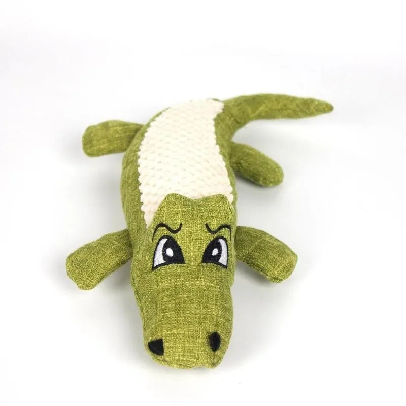 Corn grid pattern pet plush toy in blue, green or red colours with biting sound feature