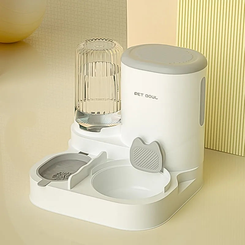 Automatic cat water fountain and feeding bowl integrated unit plastic construction 27x27x24cm stainless steel option