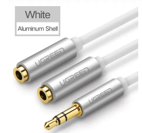 0.2 metre earphone replacement cable with 3.5mm gold-plated connectors in black, grey or white colours