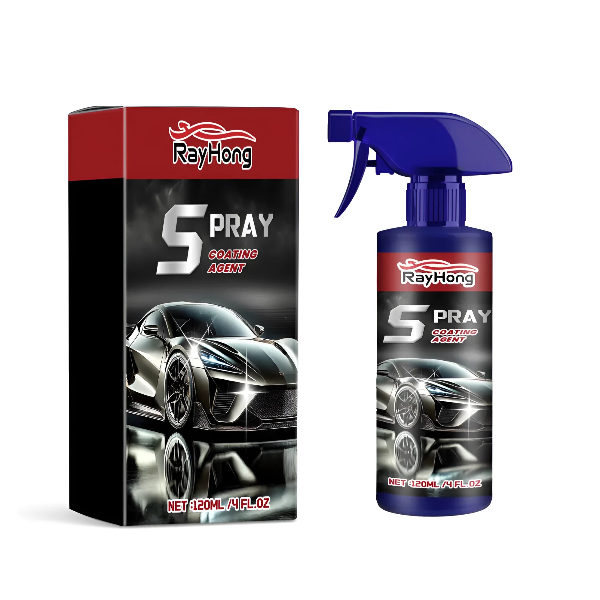 Car polishing spray bottle with auto refresh formula in 10.7cm by 7cm packaging
