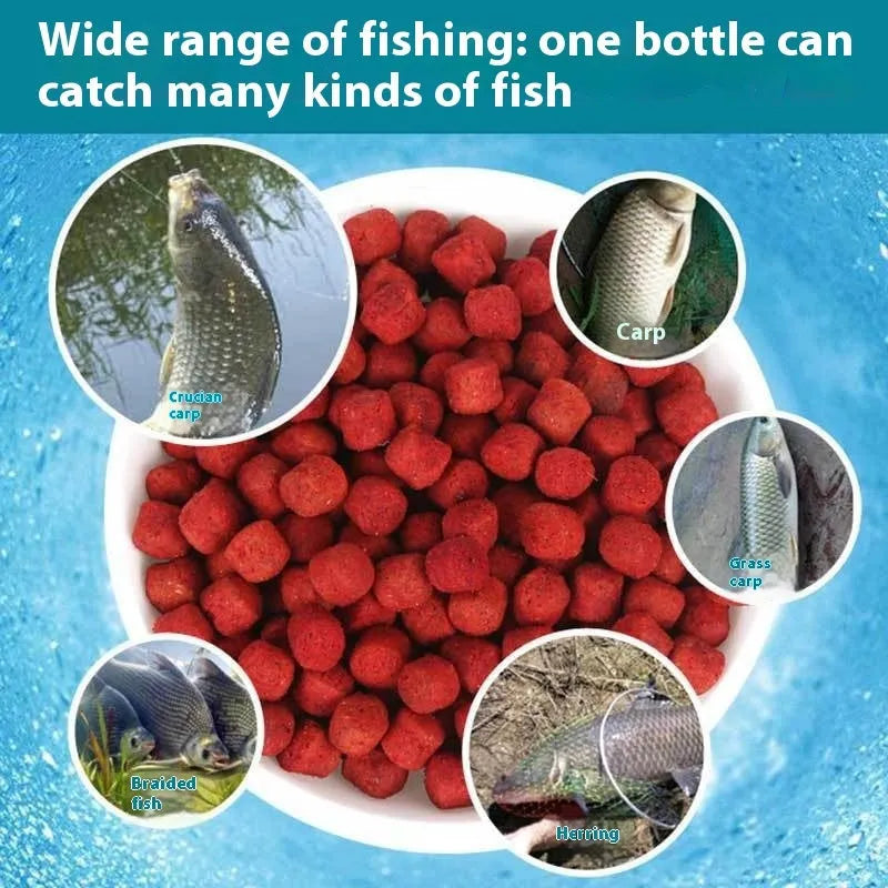 Fishing bait bottle for crucian carp and grass green fish in fresh red colour for wild freshwater fishing