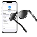 Black PC smart glasses with Bluetooth audio and touch controls for music and calls