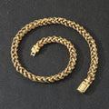 Men's titanium steel keel chain necklace with twist design and large links in antique silver finish.