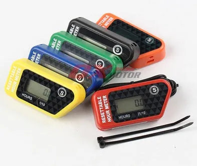 Black waterproof digital timer with LCD display for motorcycle and boat maintenance