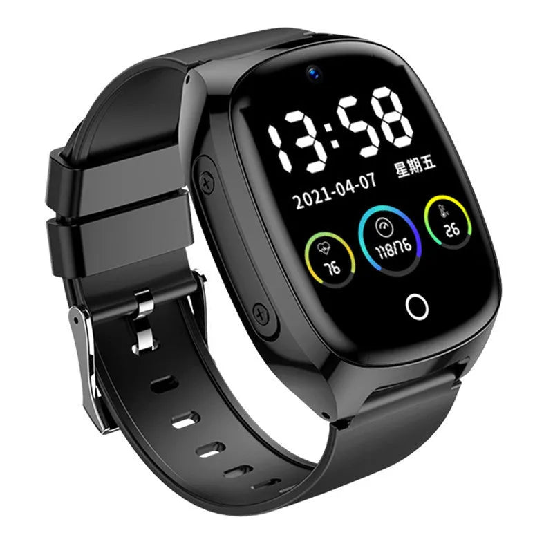 Fashion GPS location tracker phone watch with 1.54-inch touch screen and black band