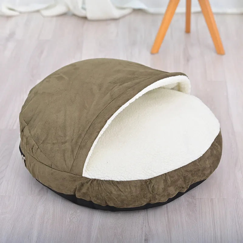 Brown and grey removable cloth dog kennel in two sizes for indoor pet bedding