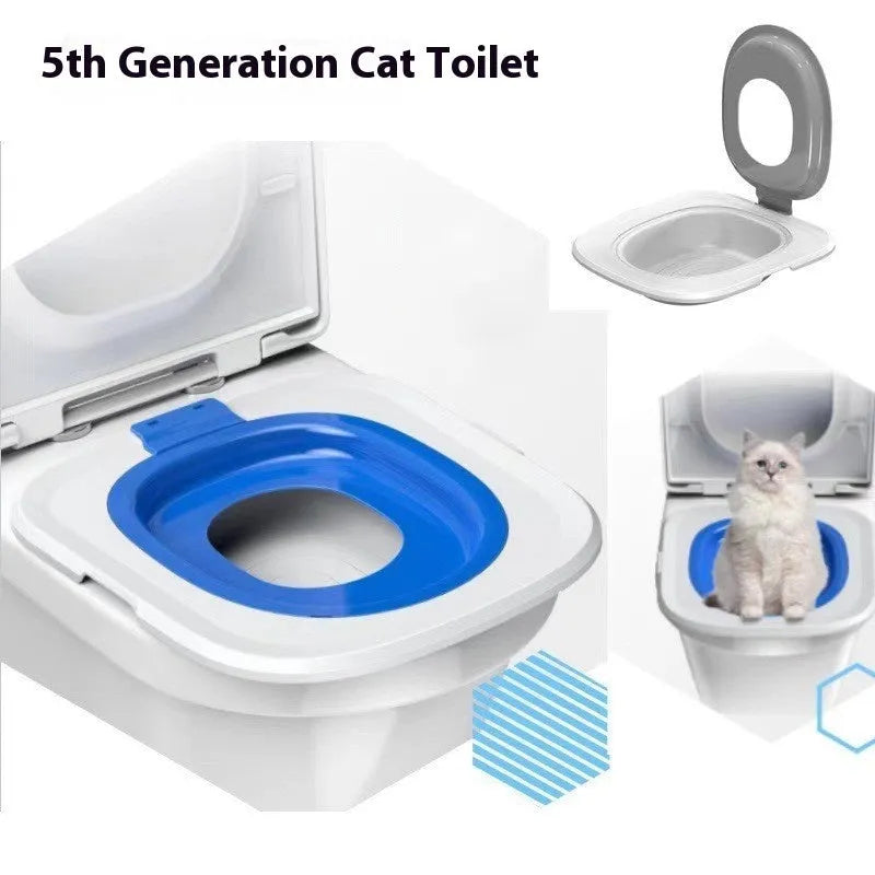 A blue fifth-generation cat litter tray trainer mat made from ABS plastic.
